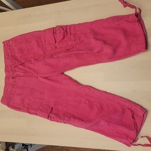 Y2K Faded Muted Pink Lauren Ralph Lauren 100% Linen Cropped Cargo Pant